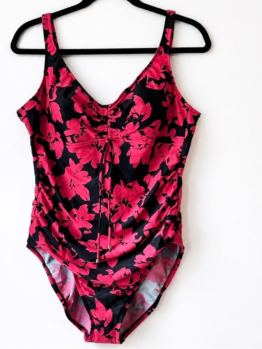 Aqua Green One Piece Swimsuit XL Pink Floral Ruched Tummy Control Target Brand